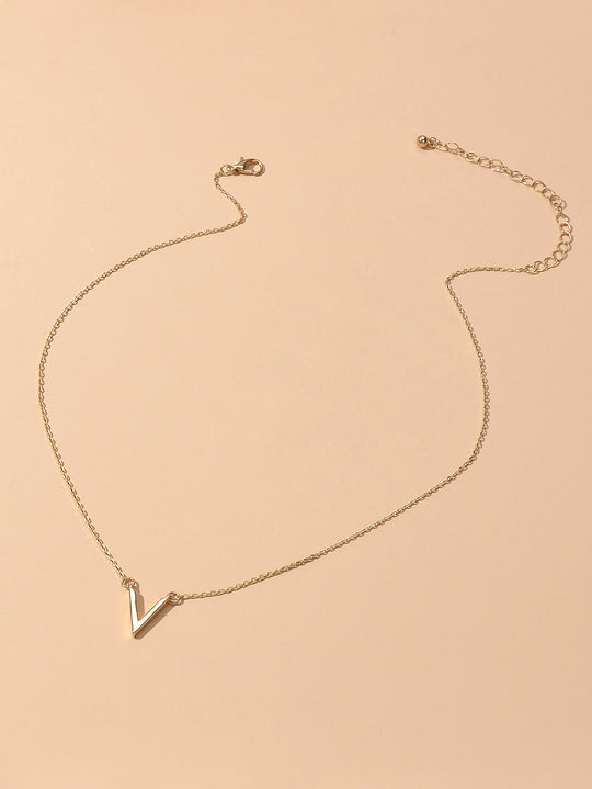 Initial V Pendant Necklace Victory Geometric Choker Boho Chain Lover Jewellery Feelontop Jewellery