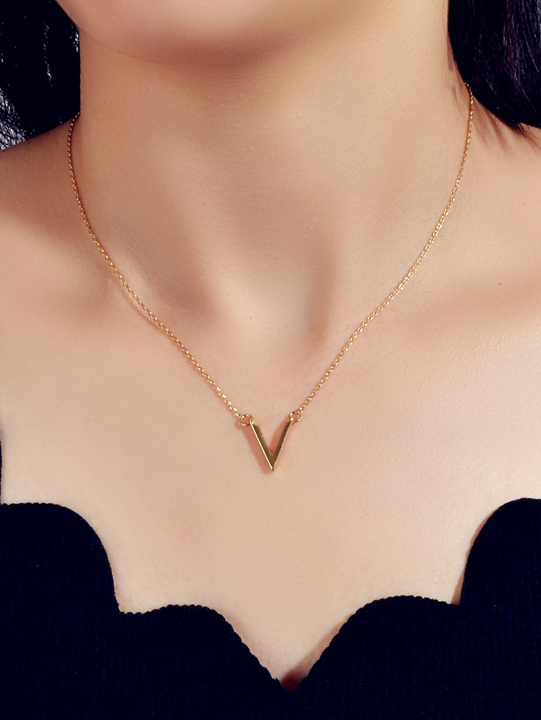 Initial V Pendant Necklace Victory Geometric Choker Boho Chain Lover Jewellery Feelontop Jewellery