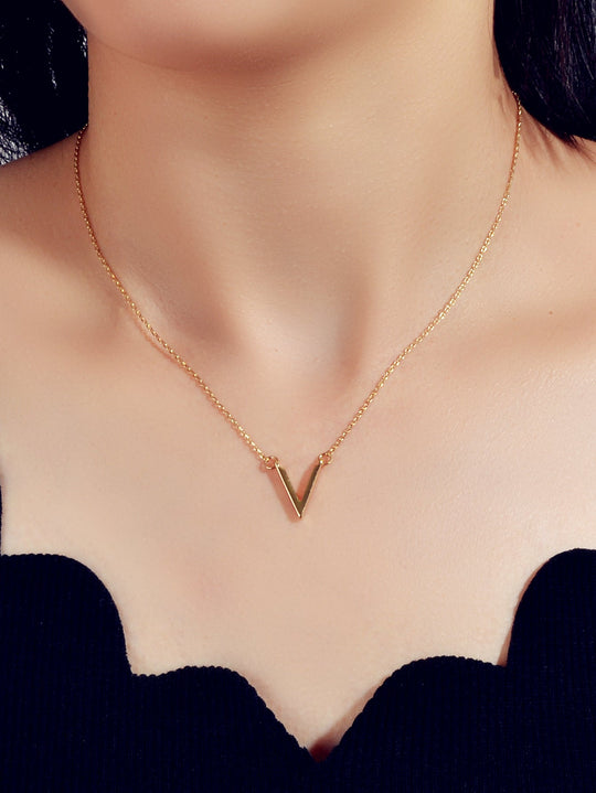 Initial V Pendant Necklace Victory Geometric Choker Boho Chain Lover Jewellery Feelontop Jewellery