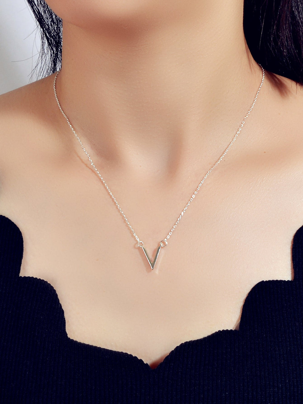 Initial V Pendant Necklace Victory Geometric Choker Boho Chain Lover Jewellery Feelontop Jewellery