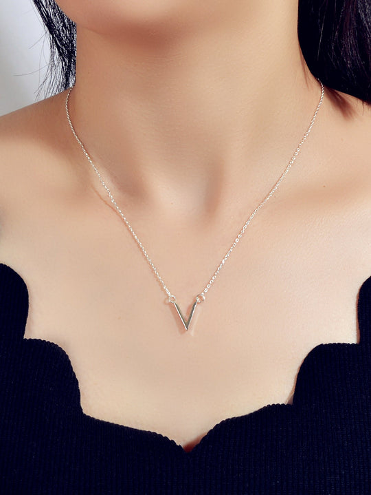 Initial V Pendant Necklace Victory Geometric Choker Boho Chain Lover Jewellery Feelontop Jewellery