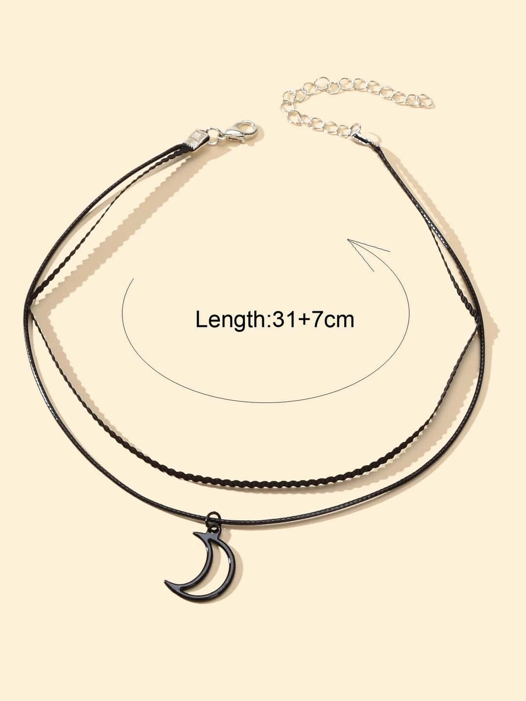 Gothic Black Pu Leather Double layer Chain Moon Star Charm Punk 90s Tattoo Choker Feelontop Jewellery