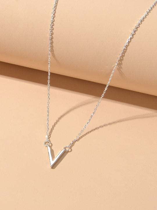 Initial V Pendant Necklace Victory Geometric Choker Boho Chain Lover Jewellery Feelontop Jewellery