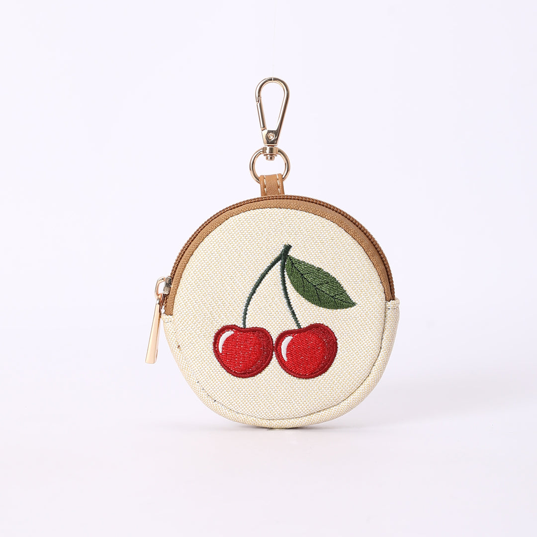 Signare London - Cherry Bubble Zip Charm on Cream Backdrop Signare Tapestry