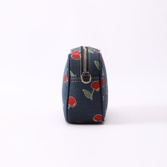 Signare London - Cherry Camera Crossbody Bag on Blue Backdrop Signare Tapestry
