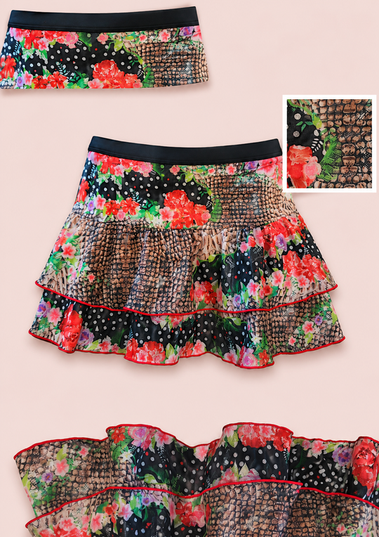 Loco Boutique Snake Double Ruffled Skirt Loco Boutique