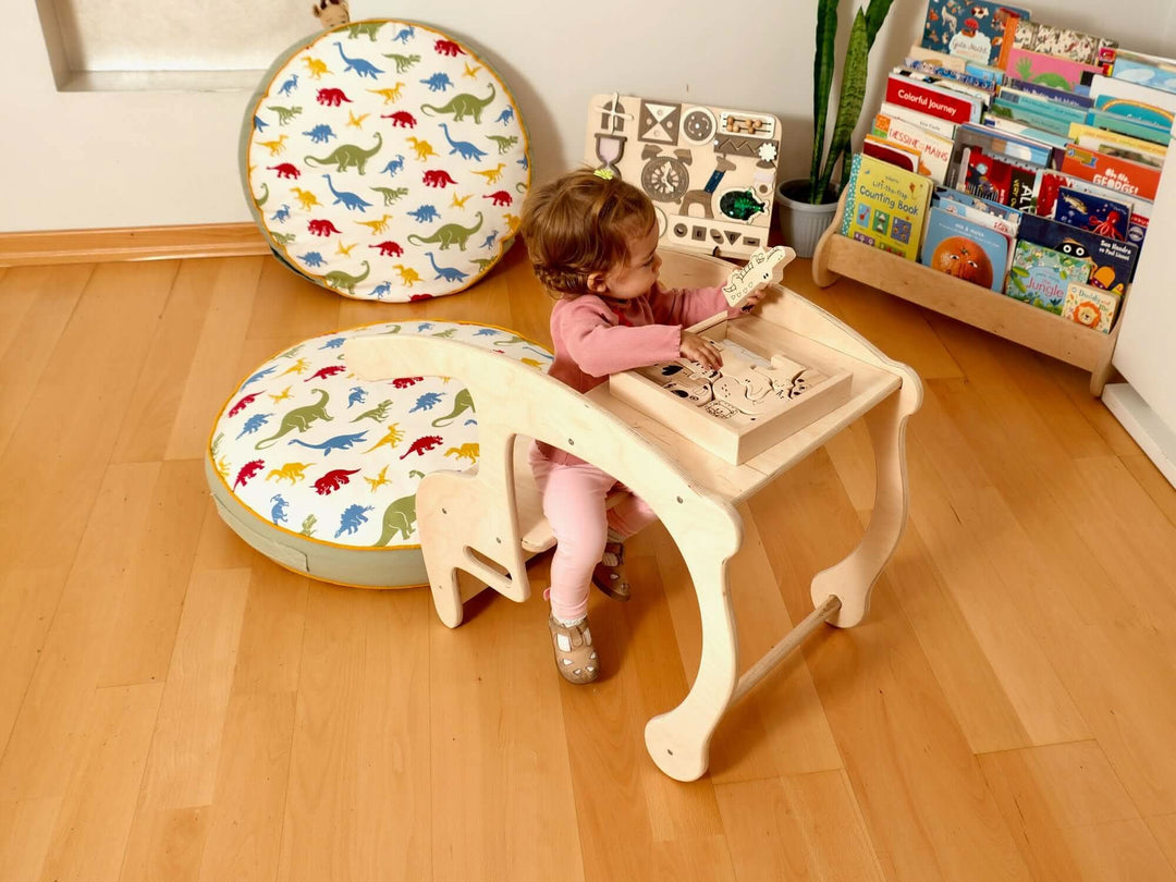 2in1 Wooden Seesaw & Desk for Kids' Skill Development Kidodido