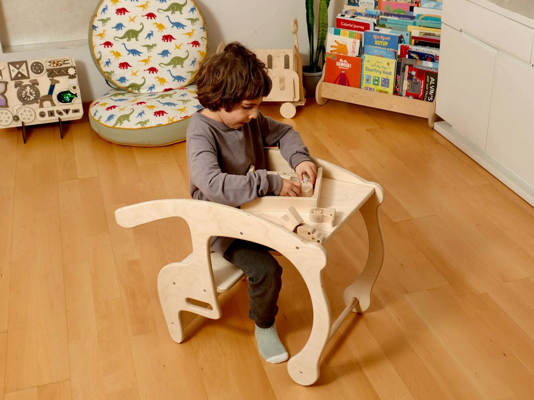 2in1 Wooden Seesaw & Desk for Kids' Skill Development Kidodido