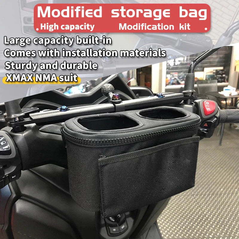 Motorcycle Handlebar Drinking Water Bottle Holder with Storage Bag for Yamaha NMAX XMAX TMAX 300 250 155 OBA