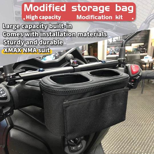 Motorcycle Handlebar Drinking Water Bottle Holder with Storage Bag for Yamaha NMAX XMAX TMAX 300 250 155 OBA