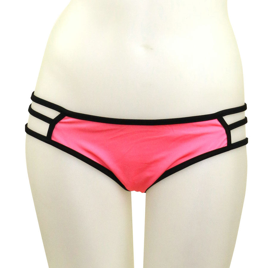 Loco Boutique Neon Black Piping Strappy Sides Bikini Bottom Loco Boutique