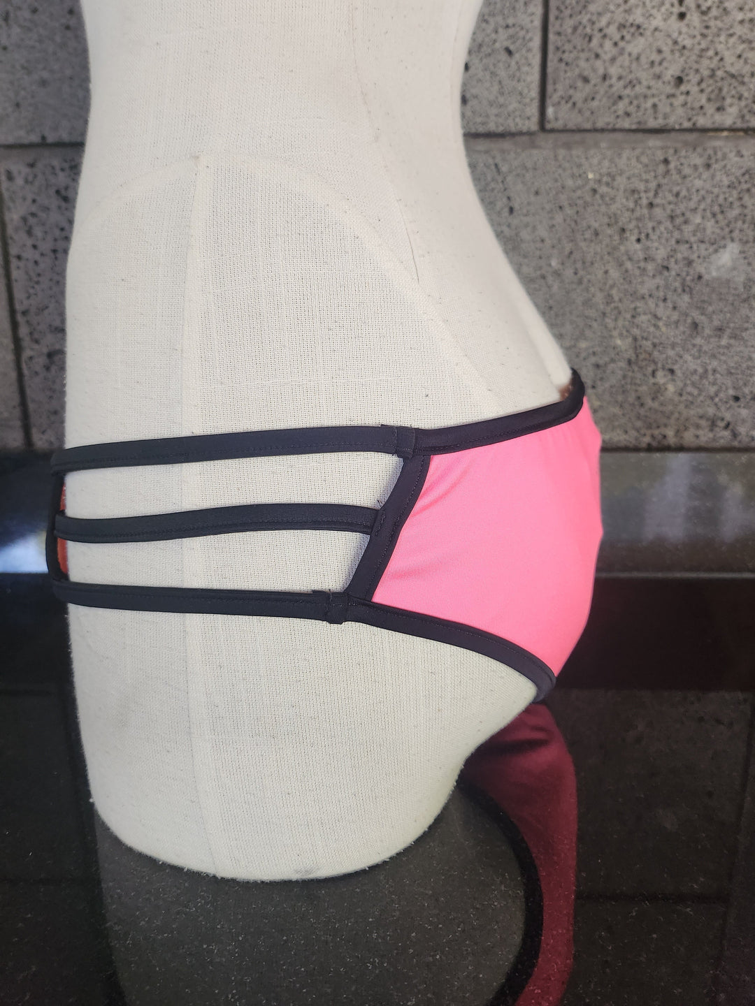 Loco Boutique Neon Black Piping Strappy Sides Bikini Bottom Loco Boutique