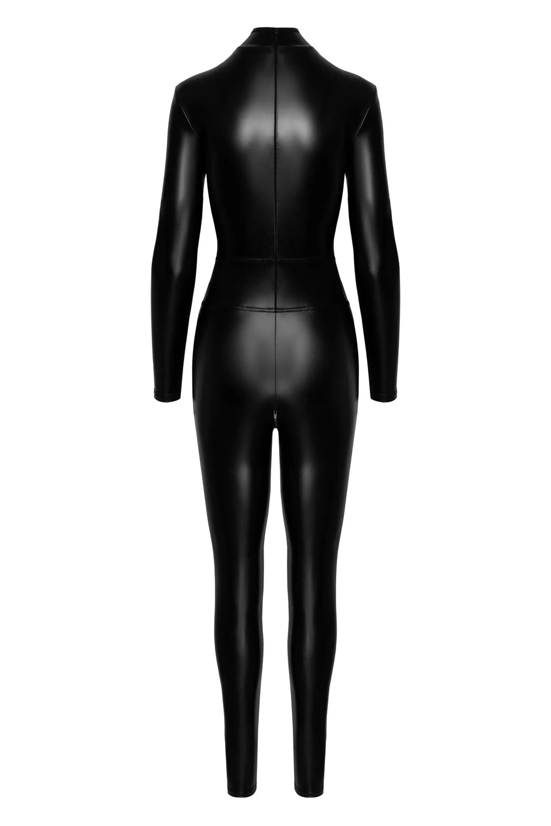 F319 Powerwetlook Catsuit mit Reißverschluss und Ring - 3XL Noir Handmade