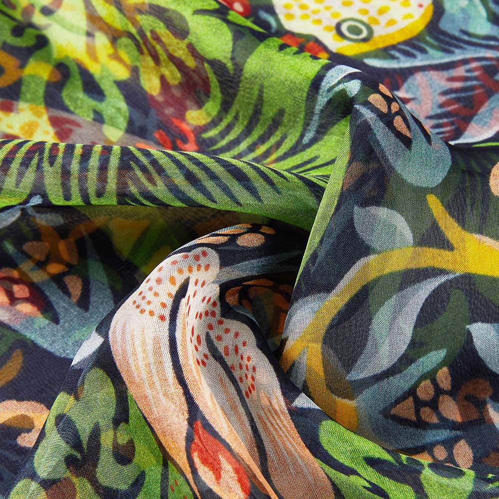 William Morris Strawberry Thief Blue - 100% Pure Silk Scarf Signare Tapestry