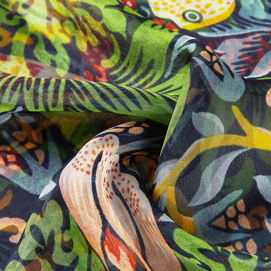 William Morris Strawberry Thief Blue - 100% Pure Silk Scarf Signare Tapestry
