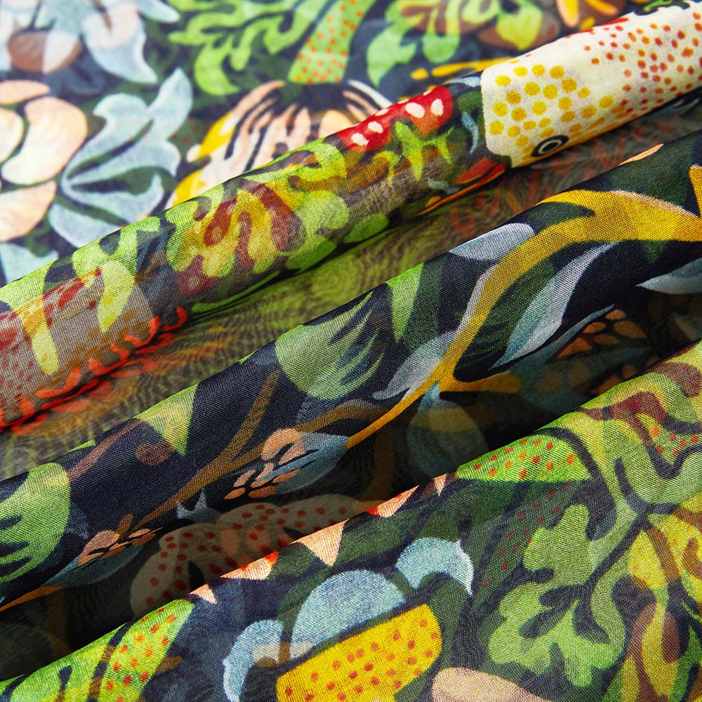 William Morris Strawberry Thief Blue - 100% Pure Silk Scarf Signare Tapestry