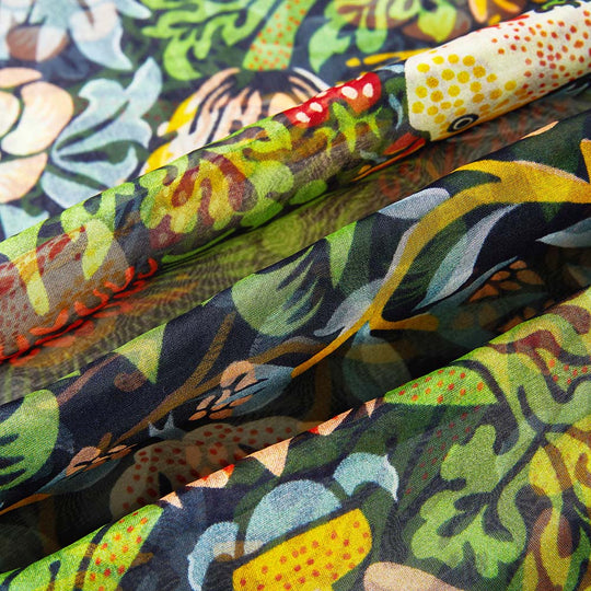 William Morris Strawberry Thief Blue - 100% Pure Silk Scarf Signare Tapestry