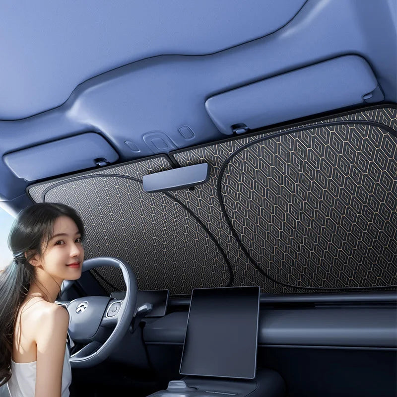 Foldable Car Windshield Sun Shade UV Protection Black OBA
