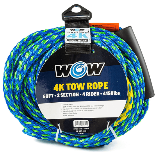 WOW Watersports 60ft 4-Rider 4K Tow Rope with 2 Sections-0