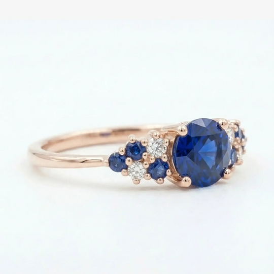 The Celestia • Round Blue Sapphire Cluster Ring Shop1104819436 Store