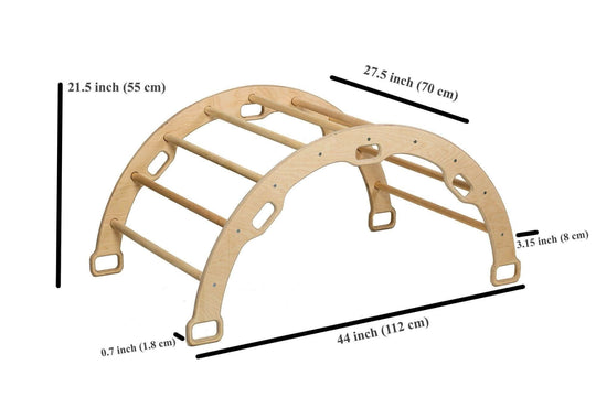 Climbing Arch with Ladder Ramp and Star Pillow Set | Wooden Climber Set Kidodido