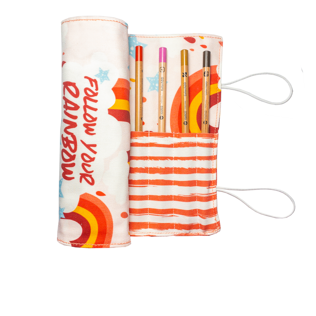 Pink Rainbow Long Pencil Case CaribHeaven