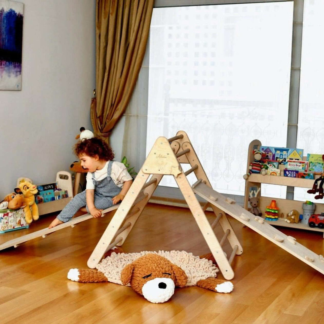 Foldable Climbing Triangle with 2 Ramps | Pikler Triangle for Kids Kidodido