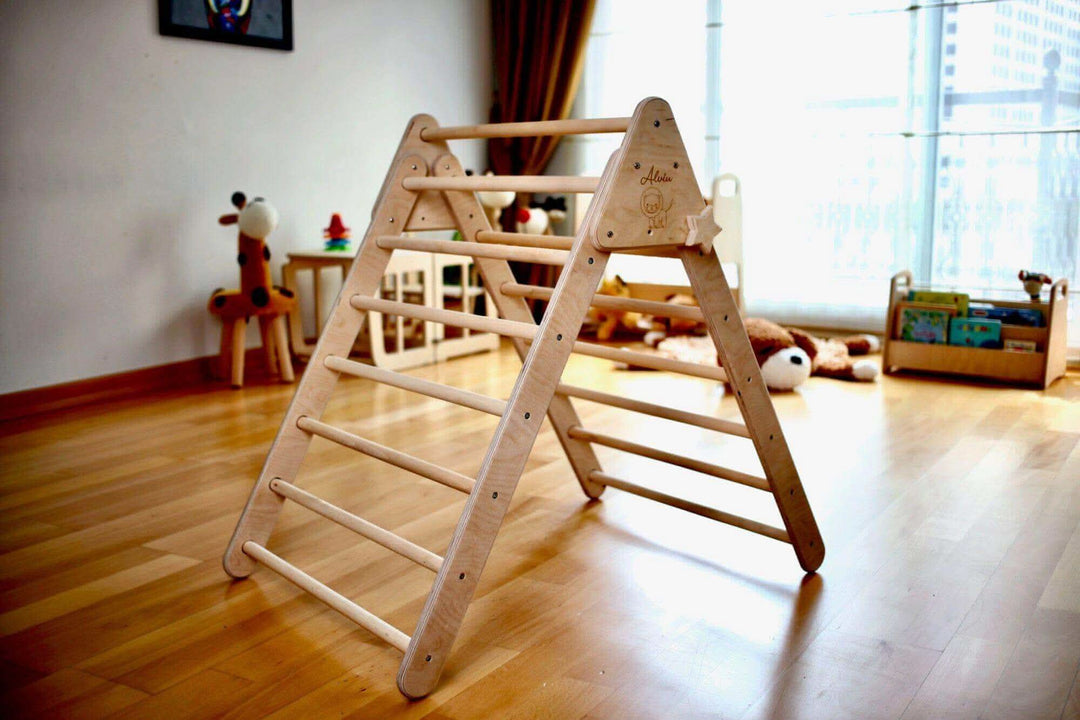 Foldable Climbing Triangle with 2 Ramps | Pikler Triangle for Kids Kidodido