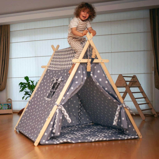 Gray Stars Play Tent and Play Mat Kidodido