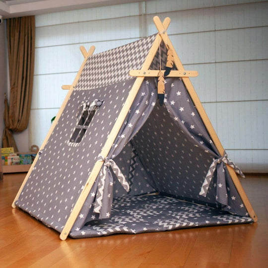 Gray Stars Play Tent and Play Mat Kidodido