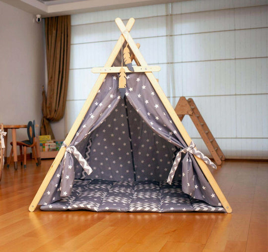 Gray Stars Play Tent and Play Mat Kidodido