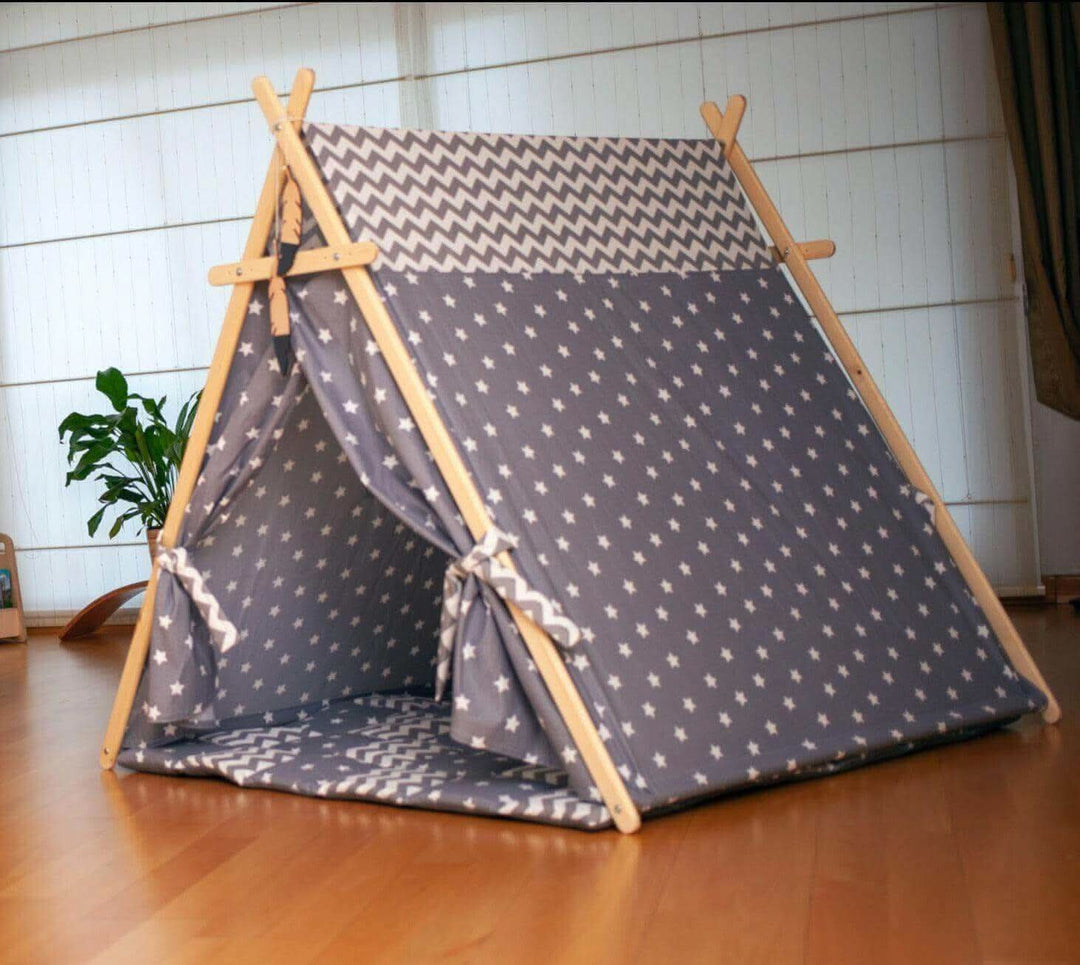 Gray Stars Play Tent and Play Mat Kidodido