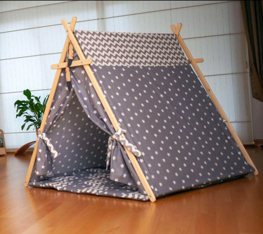 Gray Stars Play Tent and Play Mat Kidodido