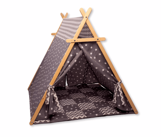 Gray Stars Play Tent and Play Mat Kidodido