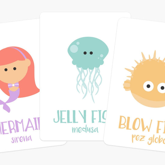 Sea Animals Flashcards for Toddlers | Ocean Learning Cards | Bilingual English & Spanish GoodnightFox