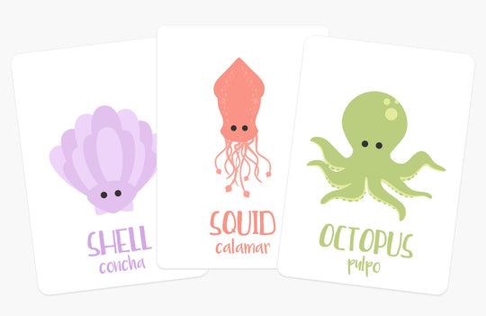Sea Animals Flashcards for Toddlers | Ocean Learning Cards | Bilingual English & Spanish GoodnightFox