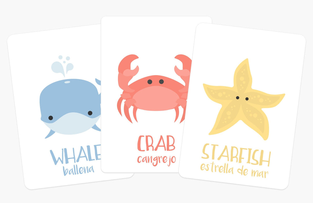 Sea Animals Flashcards for Toddlers | Ocean Learning Cards | Bilingual English & Spanish GoodnightFox