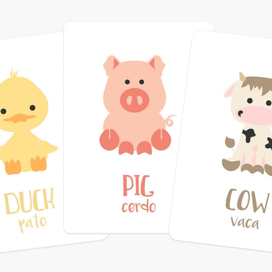 Farm Animal Flashcards | Bilingual English & Spanish Learning Cards for Toddlers GoodnightFox