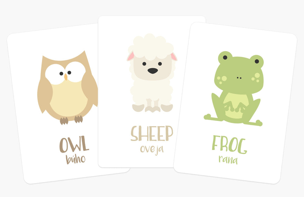 Farm Animal Flashcards | Bilingual English & Spanish Learning Cards for Toddlers GoodnightFox