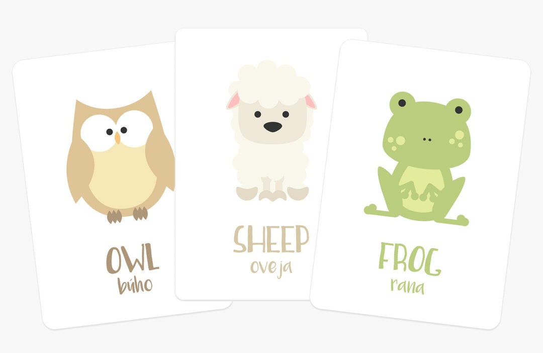 Farm Animal Flashcards | Bilingual English & Spanish Learning Cards for Toddlers GoodnightFox