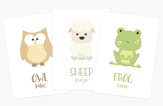 Farm Animal Flashcards | Bilingual English & Spanish Learning Cards for Toddlers GoodnightFox