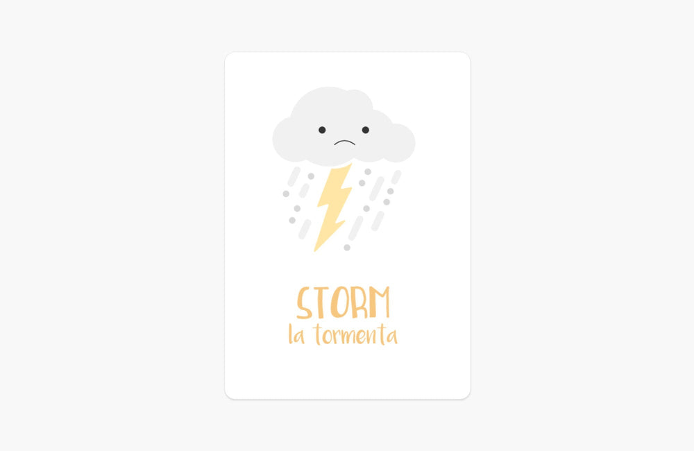 Weather Flashcards for Toddlers | Bilingual English & Spanish Learning Cards for Preschoolers GoodnightFox