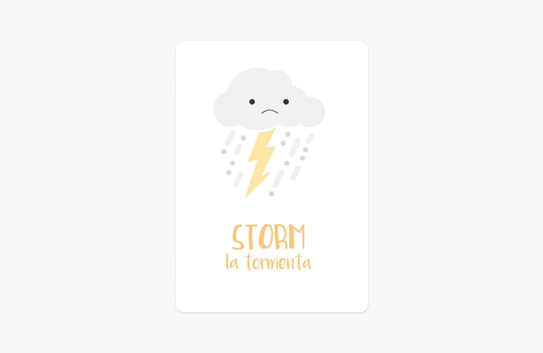 Weather Flashcards for Toddlers | Bilingual English & Spanish Learning Cards for Preschoolers GoodnightFox