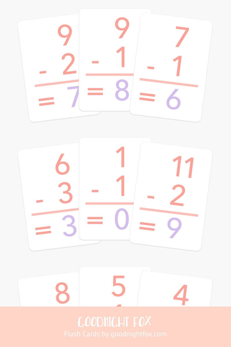 Basic Subtraction Flashcards for Toddlers & Preschoolers GoodnightFox