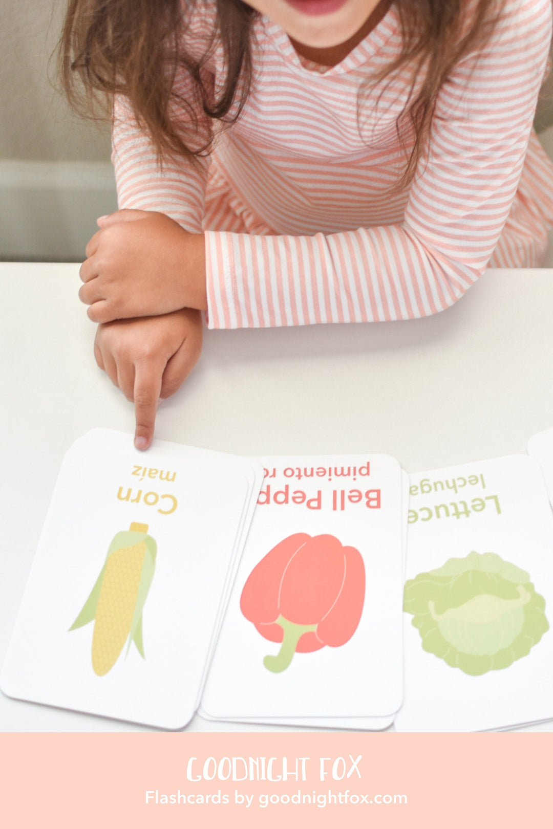 Vegetable Flashcards for Toddlers | Kids Food Learning Cards | Preschool Garden Activity GoodnightFox