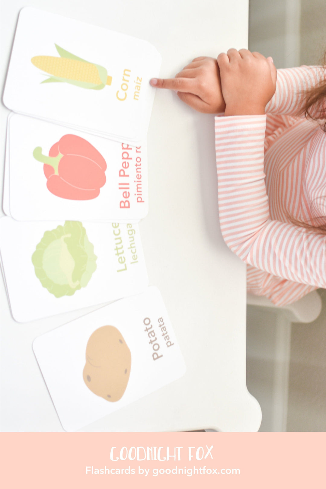 Vegetable Flashcards for Toddlers | Kids Food Learning Cards | Preschool Garden Activity GoodnightFox