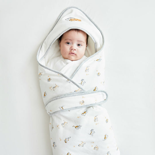 Lively Tiger Extra Warm Cotton Baby White Swaddle Wrap Cutelife
