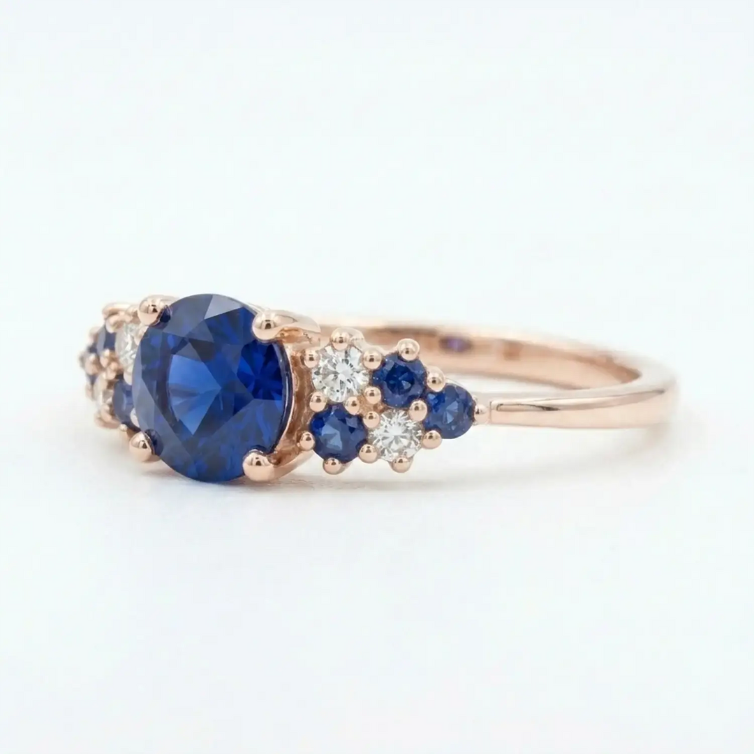 The Celestia • Round Blue Sapphire Cluster Ring Shop1104819436 Store
