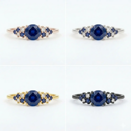 The Celestia • Round Blue Sapphire Cluster Ring Shop1104819436 Store