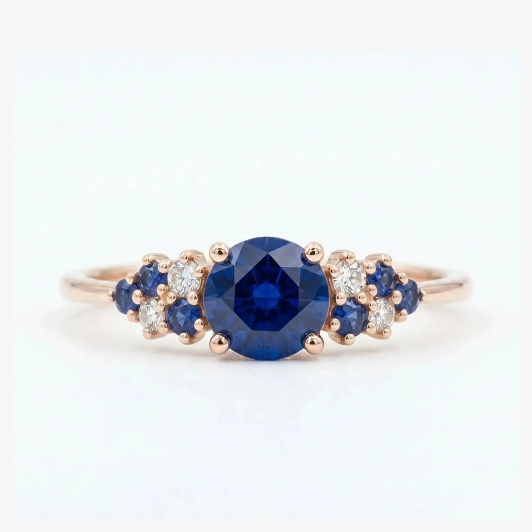 The Celestia • Round Blue Sapphire Cluster Ring Shop1104819436 Store